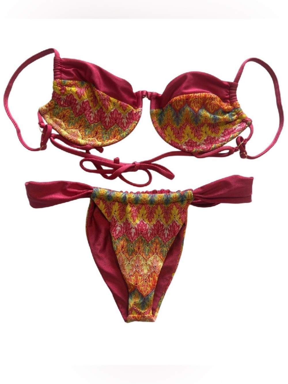 Fae Swim Sheridan Top & Koa Bottoms Carnivale Bikini Set L/M